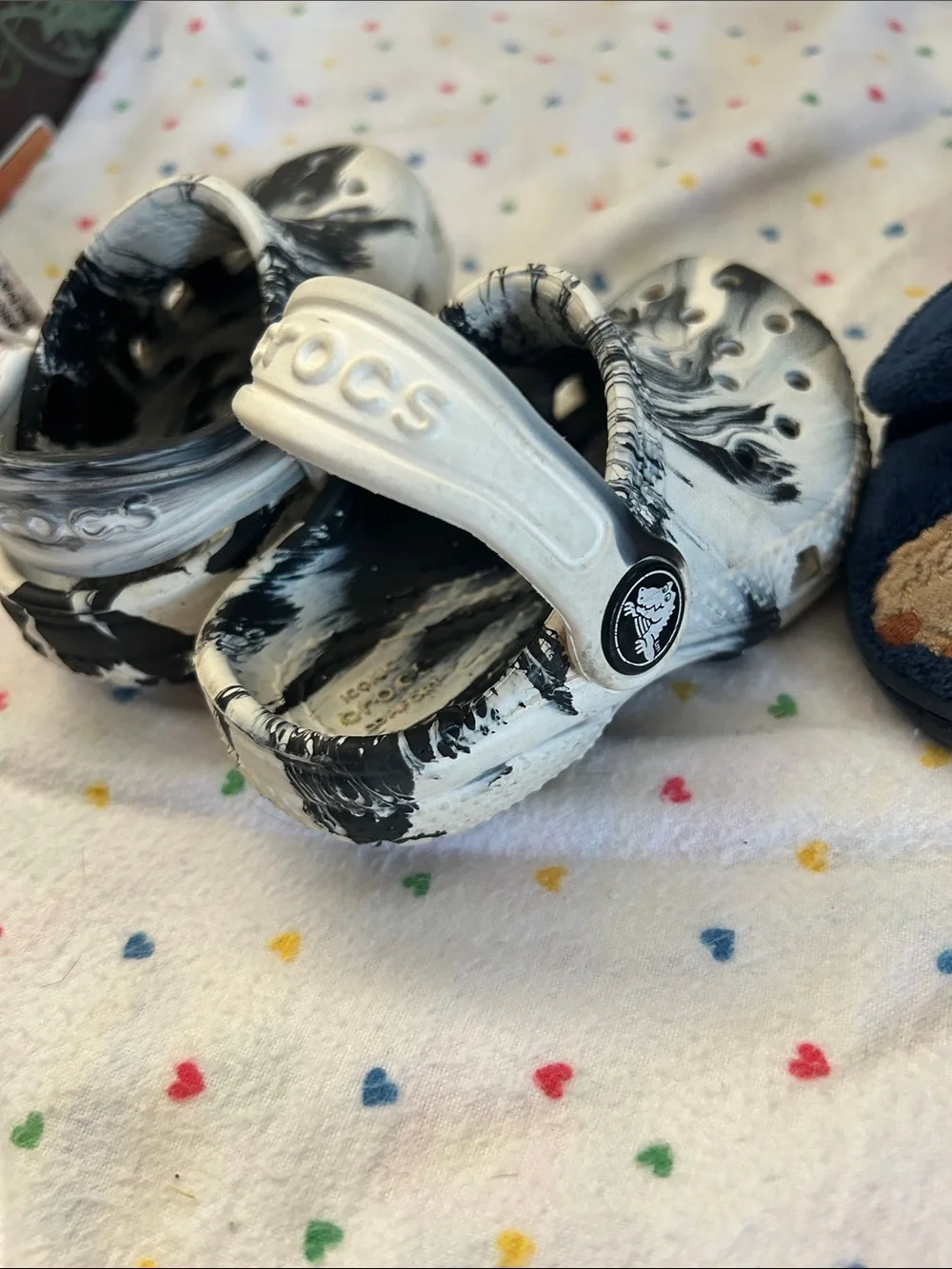 Toddler Navy 'Moo Nite' Plush Slippers and Crocs